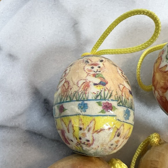 Vintage Decoupage Easter Egg Bunny Chick Ornaments 12pc Beautiful Pastel Eggs 🐇 - Picture 5 of 7